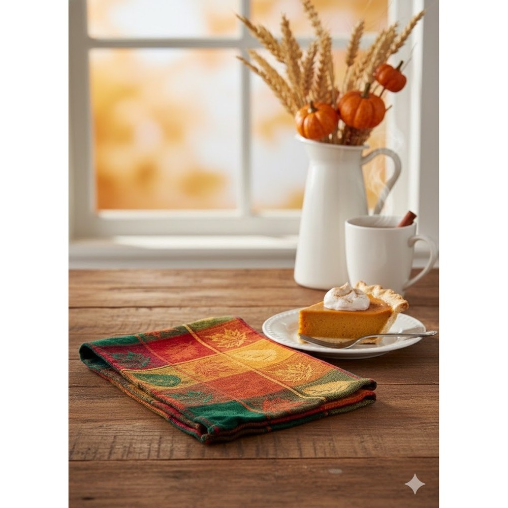 DII Thankful Autumn Leaves Kitchen Dish Towel Fall Thanksgiving Decor Cotton‎